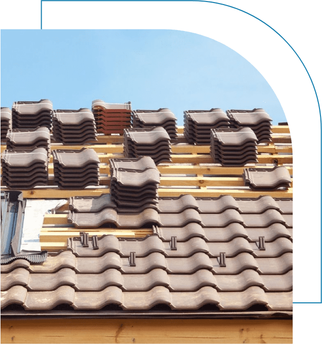 A picture of some roof tiles on the side of a building.